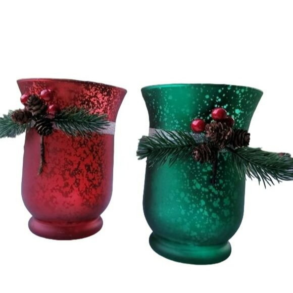 Set of Two Glass Hurricane T-Lite  Candle Holder 6in Tall - Picture 8 of 12